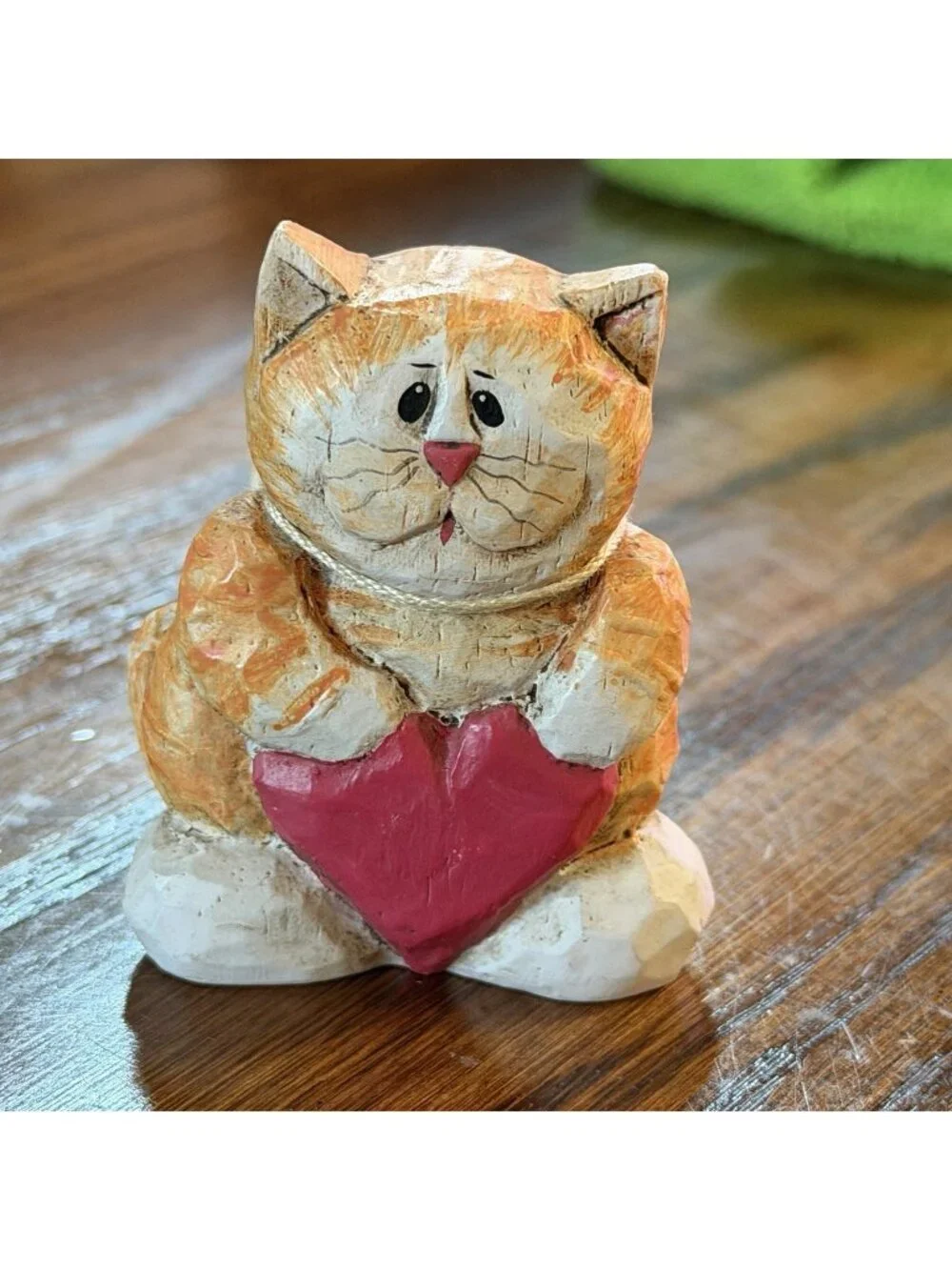 Eddie Walker Figurine Orange Tabby Cat Holding Heart 2.25” X 1.75” With Tags